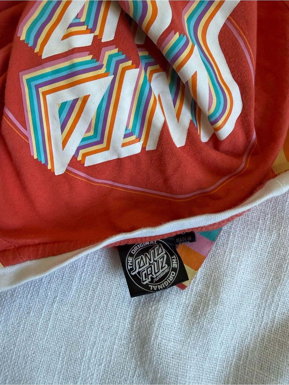 Santa Cruz Skateboards Red Multi-Stripe Retro Graphic Tee - Women's S